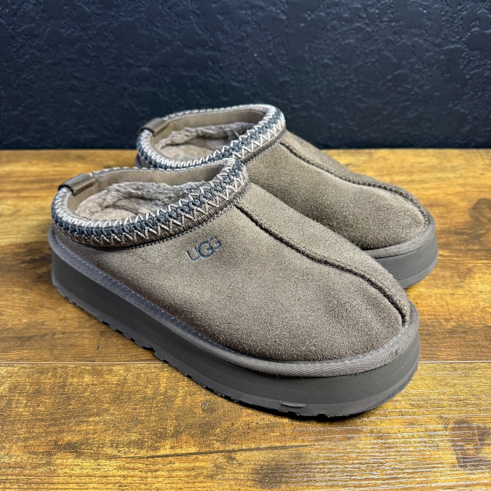 UGG Tasman Tazz 1122553 Caribou Suede Platform Slipper Women 8